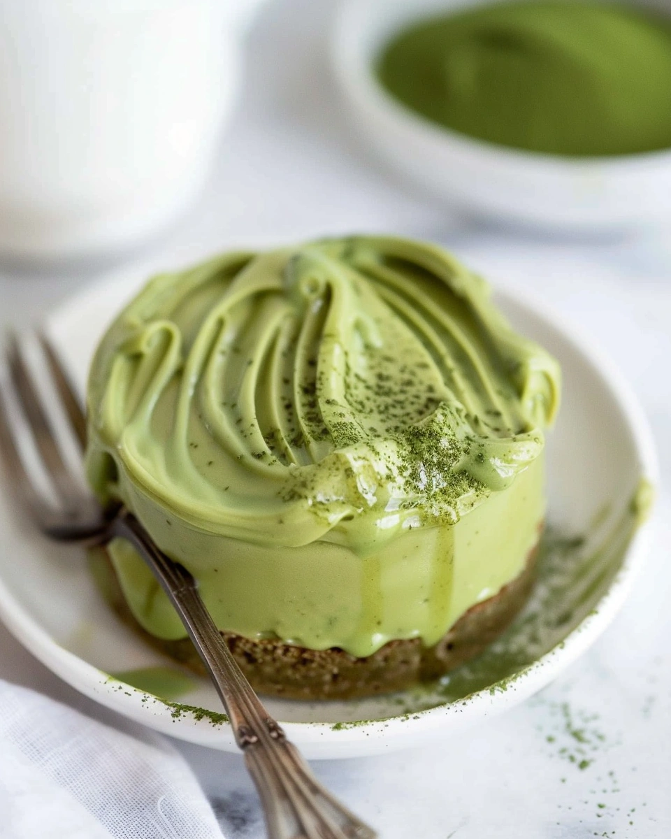 Healthy Single-Serving Matcha Microwave Cake with Matcha Protein Frosting