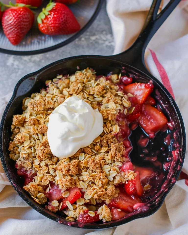 Skillet Strawberry Rhubarb Crisp
