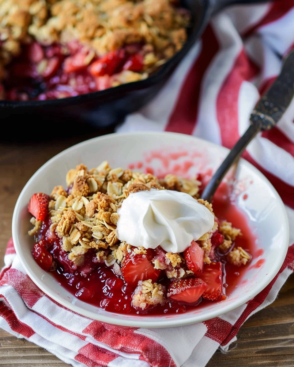Skillet Strawberry Rhubarb Crisp