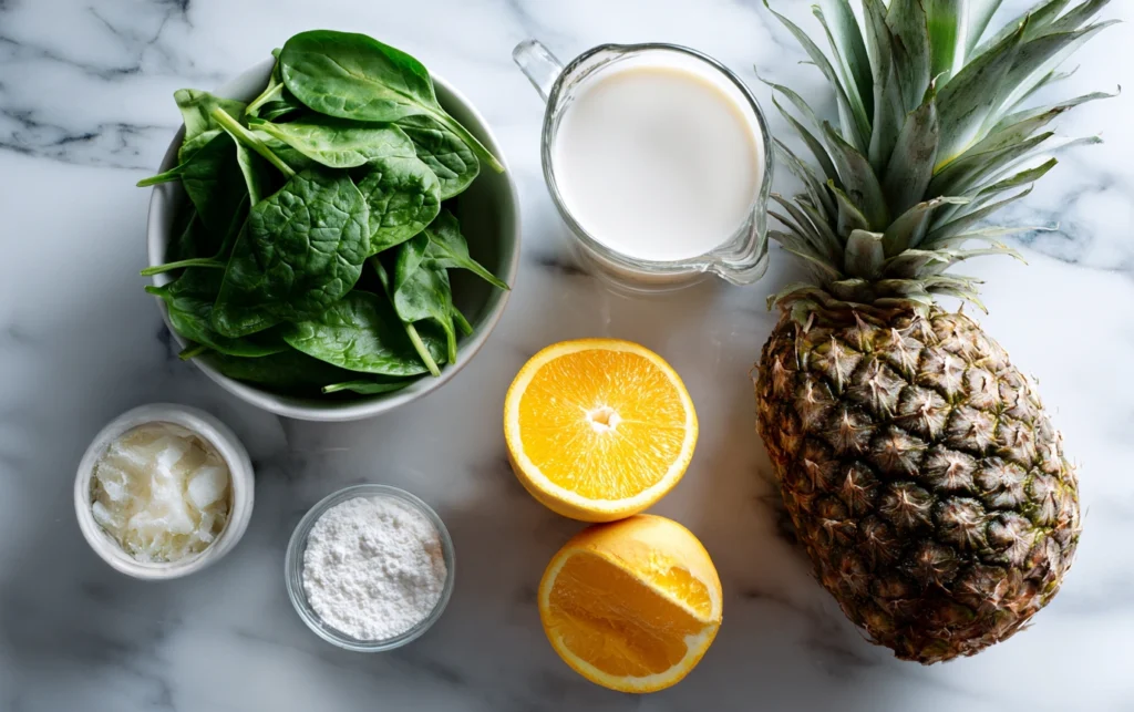 Creamy Green Smoothie with Banana, Orange, and Pineapple