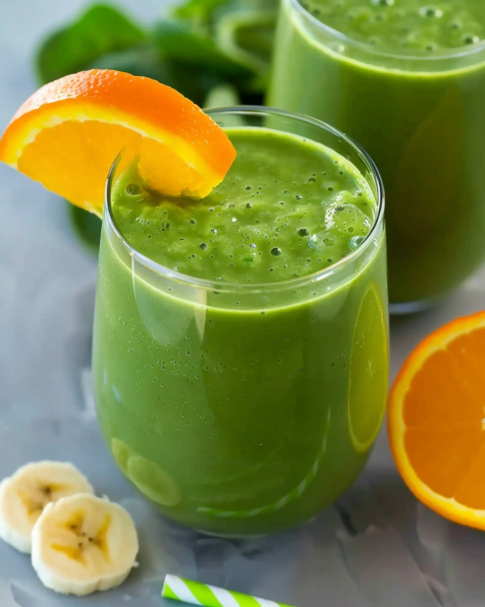 Creamy Green Smoothie with Banana, Orange, and Pineapple