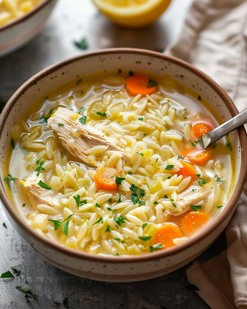 Lemon Chicken Orzo Soup