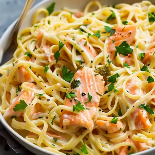 Healthier Smoked Salmon Linguine