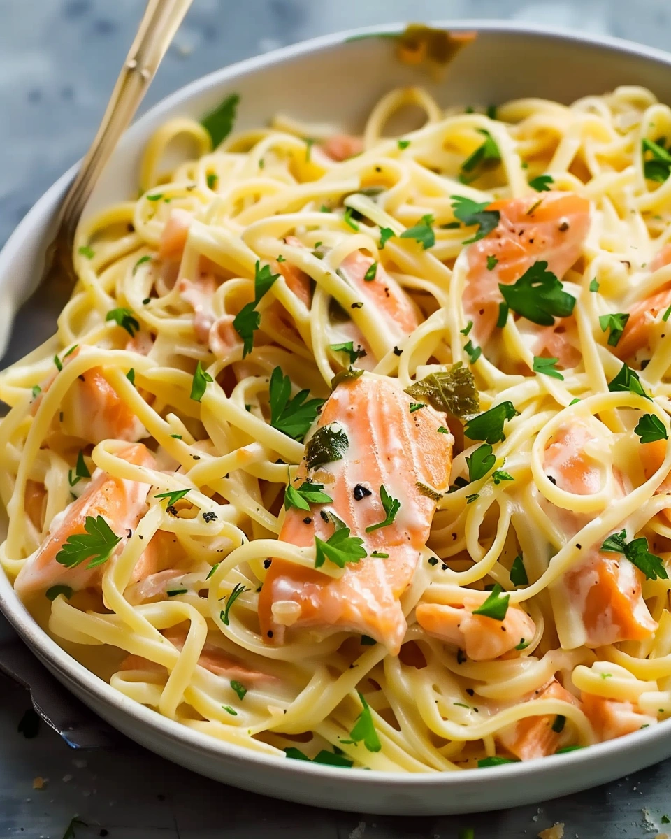 Healthier Smoked Salmon Linguine