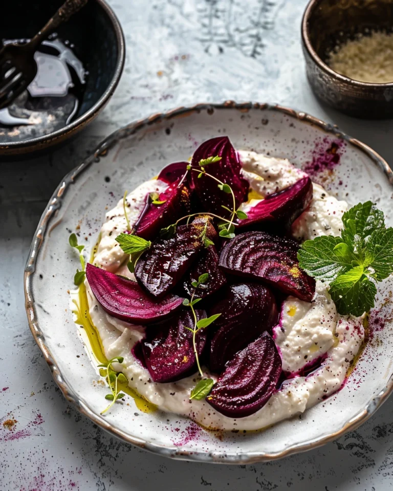 Skordalia with roasted beetroots
