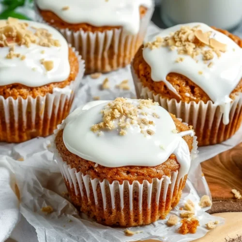 Healthy Carrot Cake Muffins with Cream Cheese Glaze