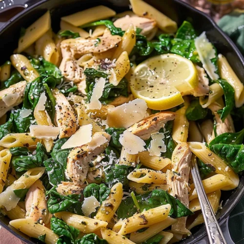 Chicken & Spinach Skillet Pasta with Lemon & Parmesan