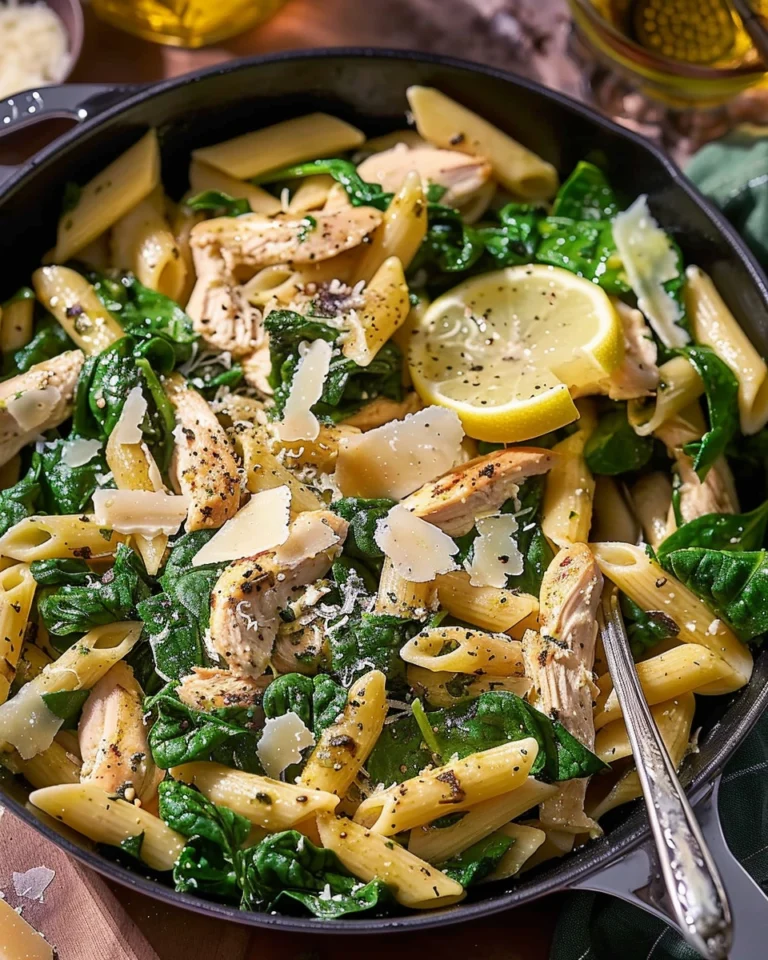 Chicken & Spinach Skillet Pasta with Lemon & Parmesan