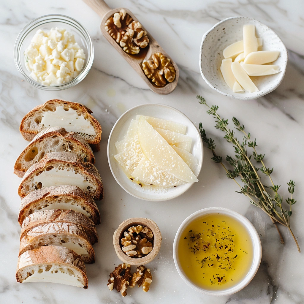  Parmesan Crusted Crostini with Pear, Walnuts & Hot Honey
