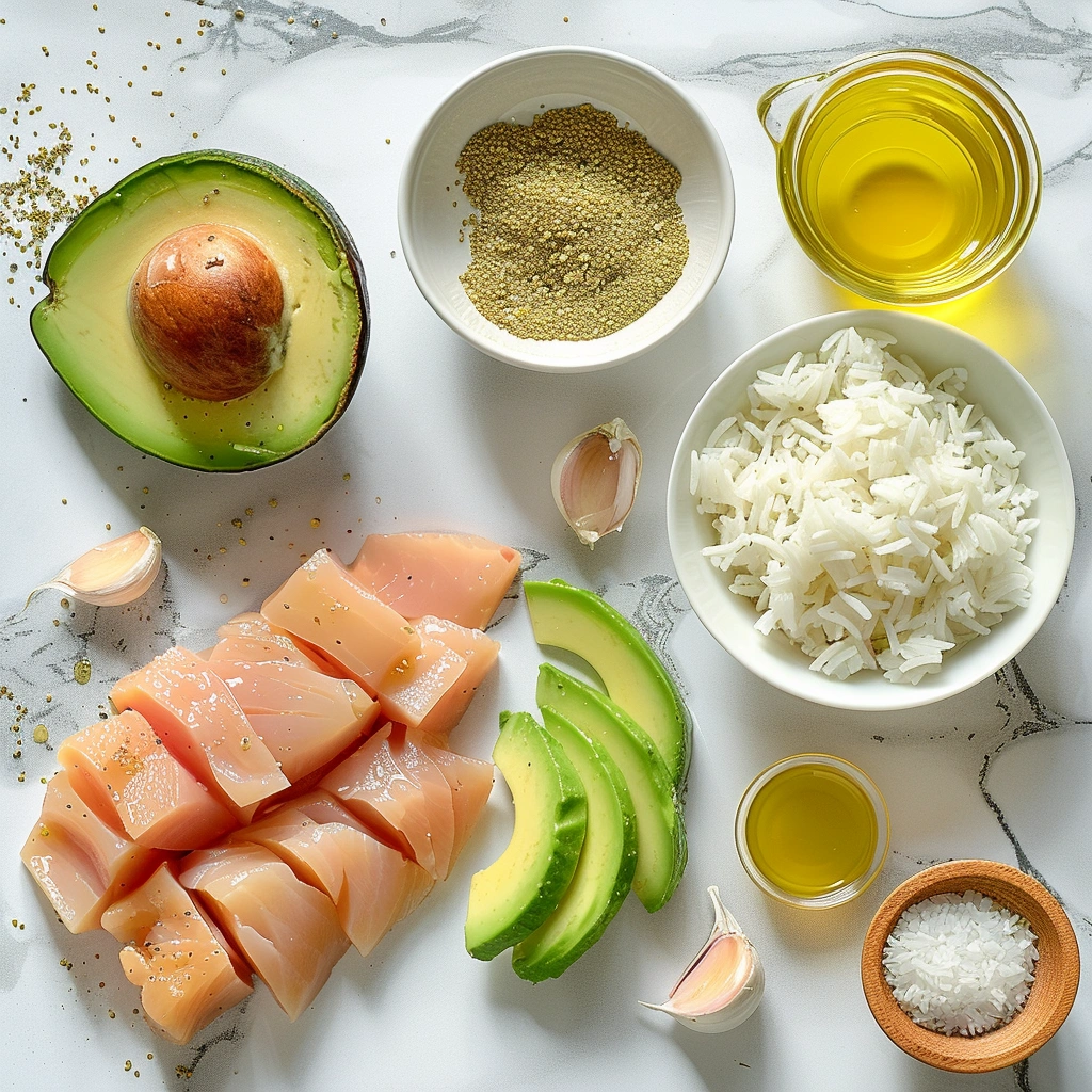 Gluten-Free Tangy Honey Lime Chicken & Avocado Rice Stack