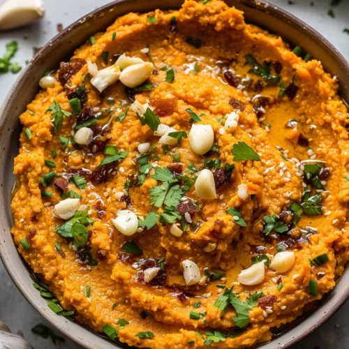 Roasted Garlic Tahini Carrot Dip