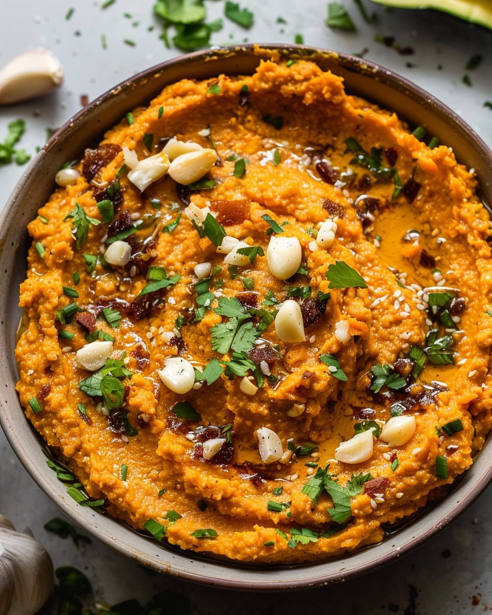 Roasted Garlic Tahini Carrot Dip