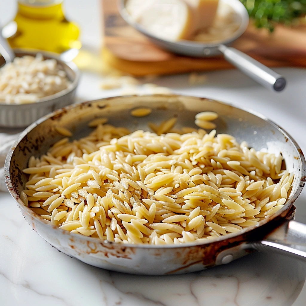 One Pan Caprese Pesto Orzo Bake