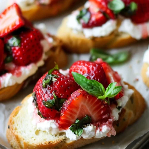 Roasted Strawberry, Basil & Goat Cheese Crostini