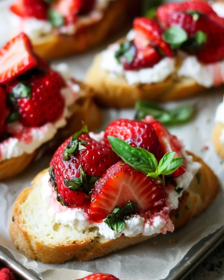 Roasted Strawberry, Basil & Goat Cheese Crostini