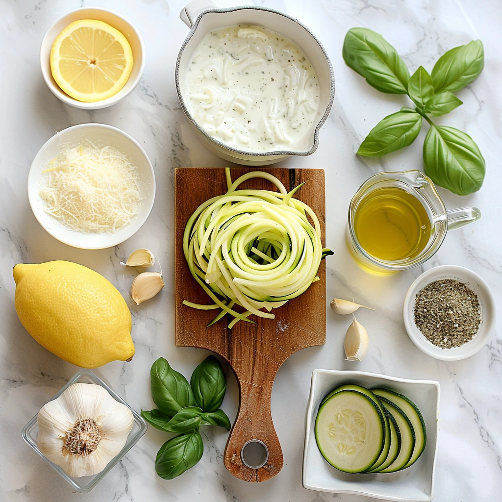Lemon Basil Zucchini Pasta Alfredo