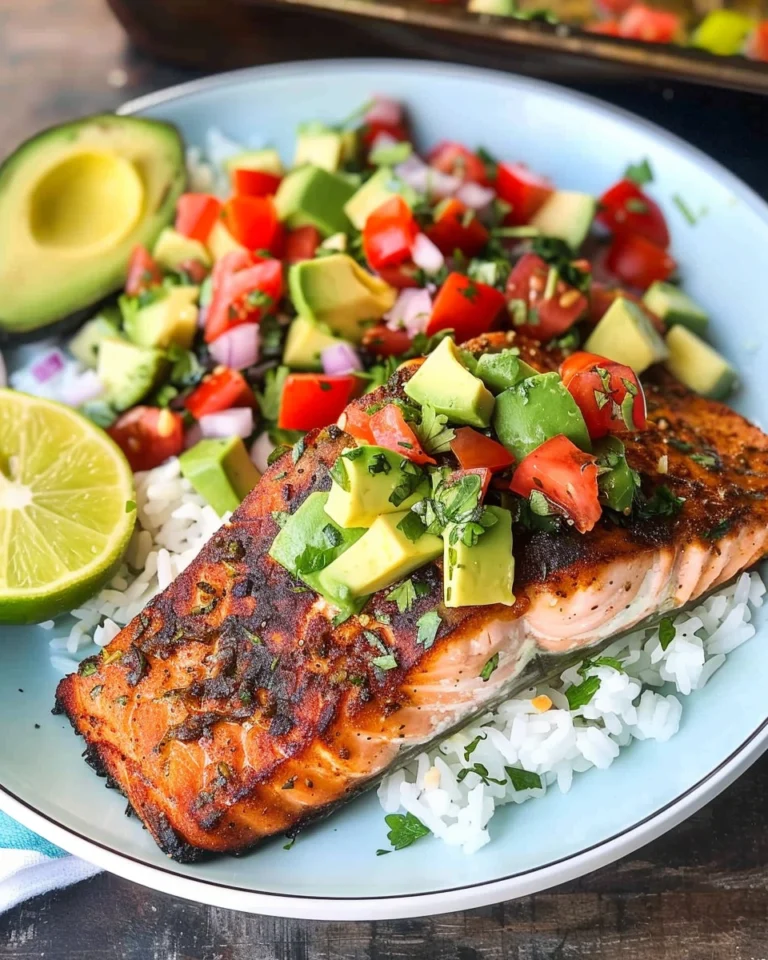Pan Seared Cajun Lime Salmon with Avocado Salsa