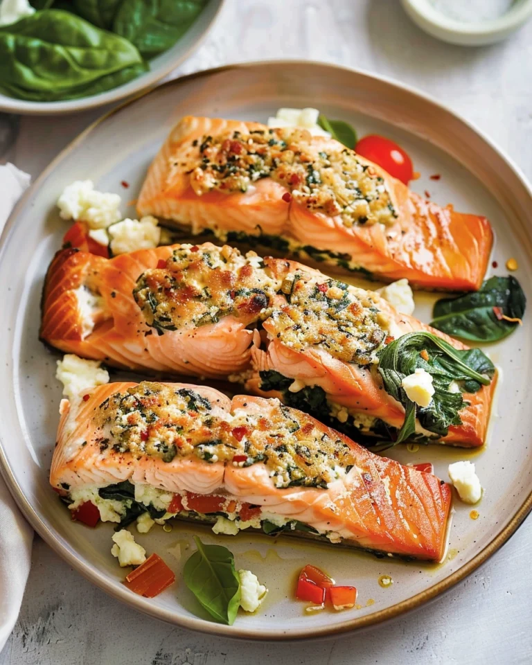 Stuffed Salmon With Spinach & Feta