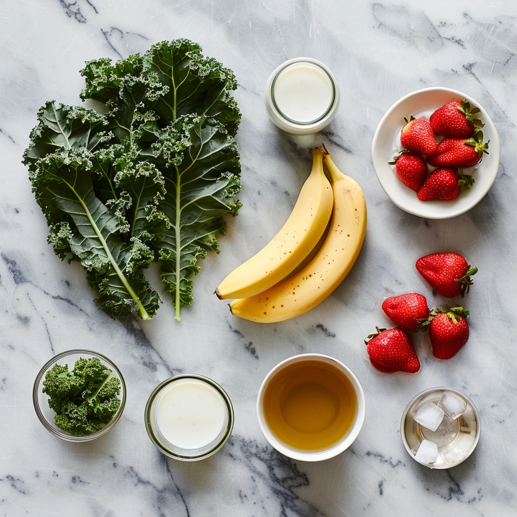 Kale Smoothie Recipe With Banana & Srawberries