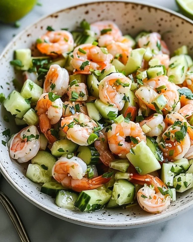 Delicious Cucumber Shrimp Salad with fresh ingredients and vibrant presentation.