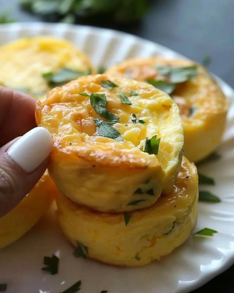 Homemade cottage cheese egg bites on a plate, healthy snack option.