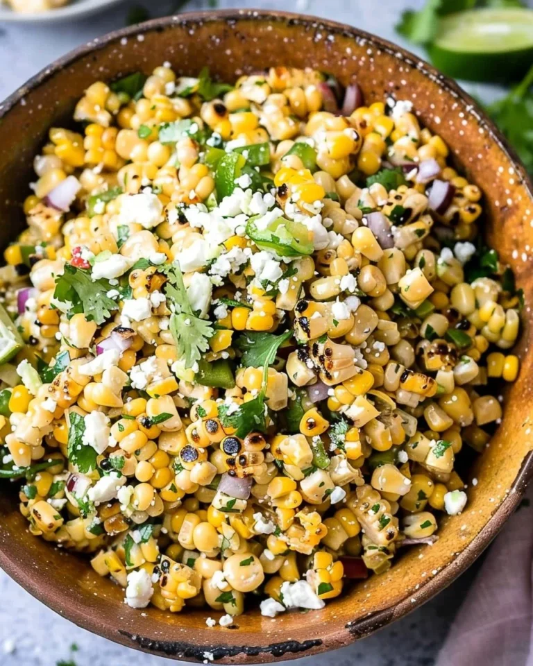 Lightened-Up Mexican Street Corn Salad with corn, lime, and spices