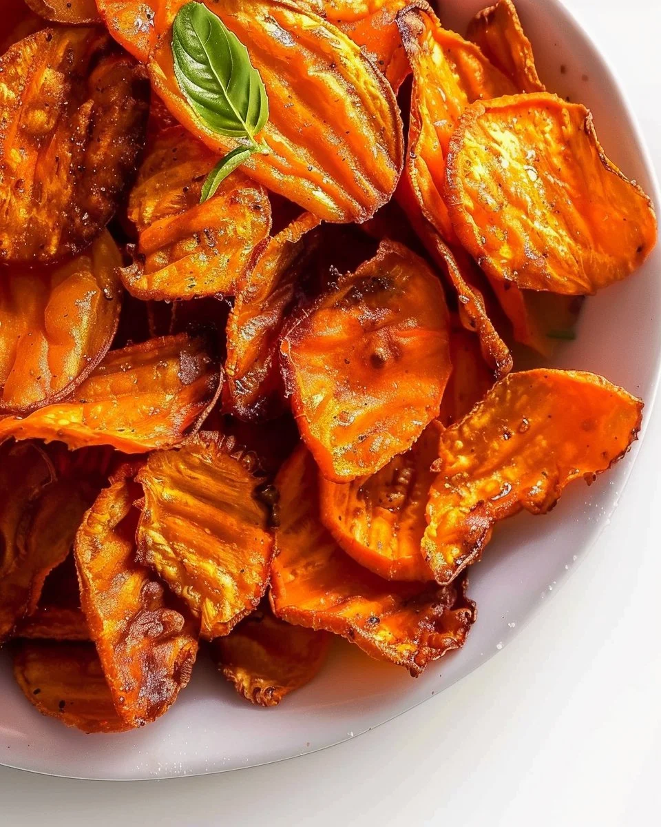 A plate of crispy air fryer carrot chips, a healthy snack option