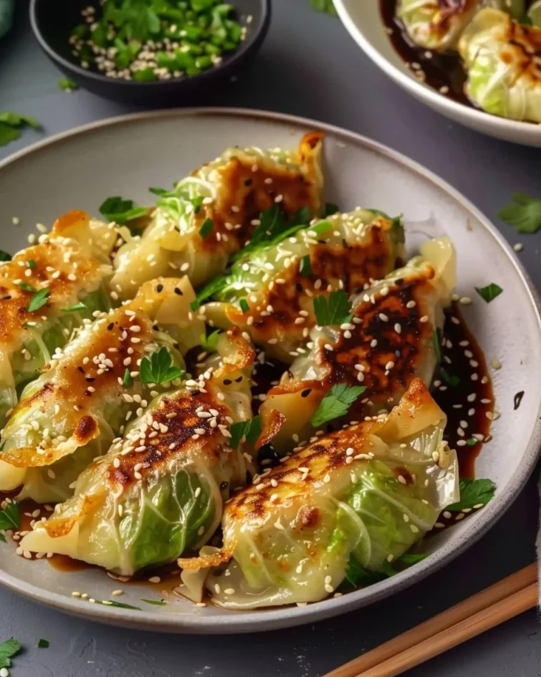 Delicious cabbage dumplings served on a plate, ready to enjoy.