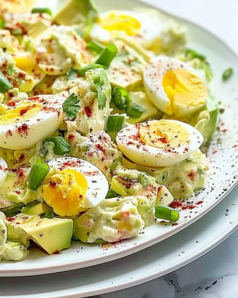 Keto avocado egg salad served in a bowl with fresh herbs