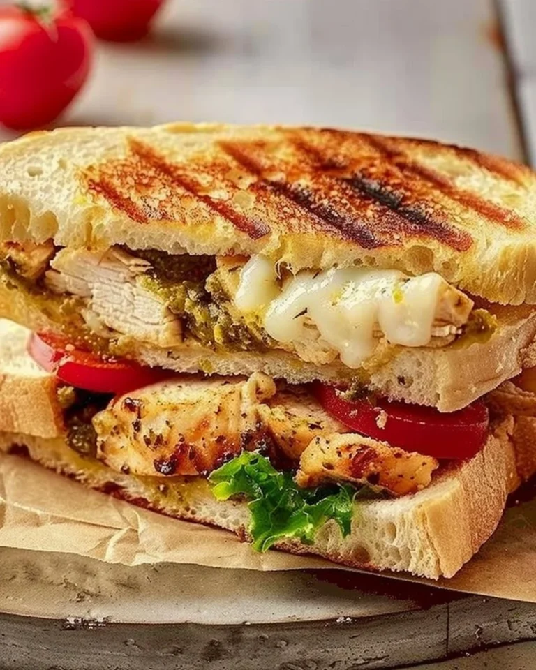 Delicious pesto chicken sandwich made with fresh ingredients